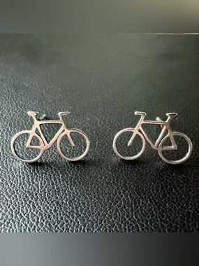 Silver Bicycle Bike Stud Earrings Minimalist